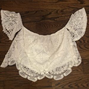 VAVA white crochet top